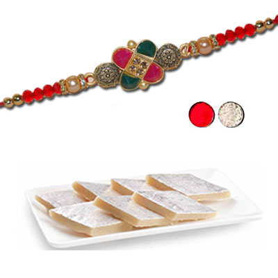 "Zardosi Rakhi - ZR-5230 A (Single Rakhi), 250gms of Kaju Kathili - Click here to View more details about this Product